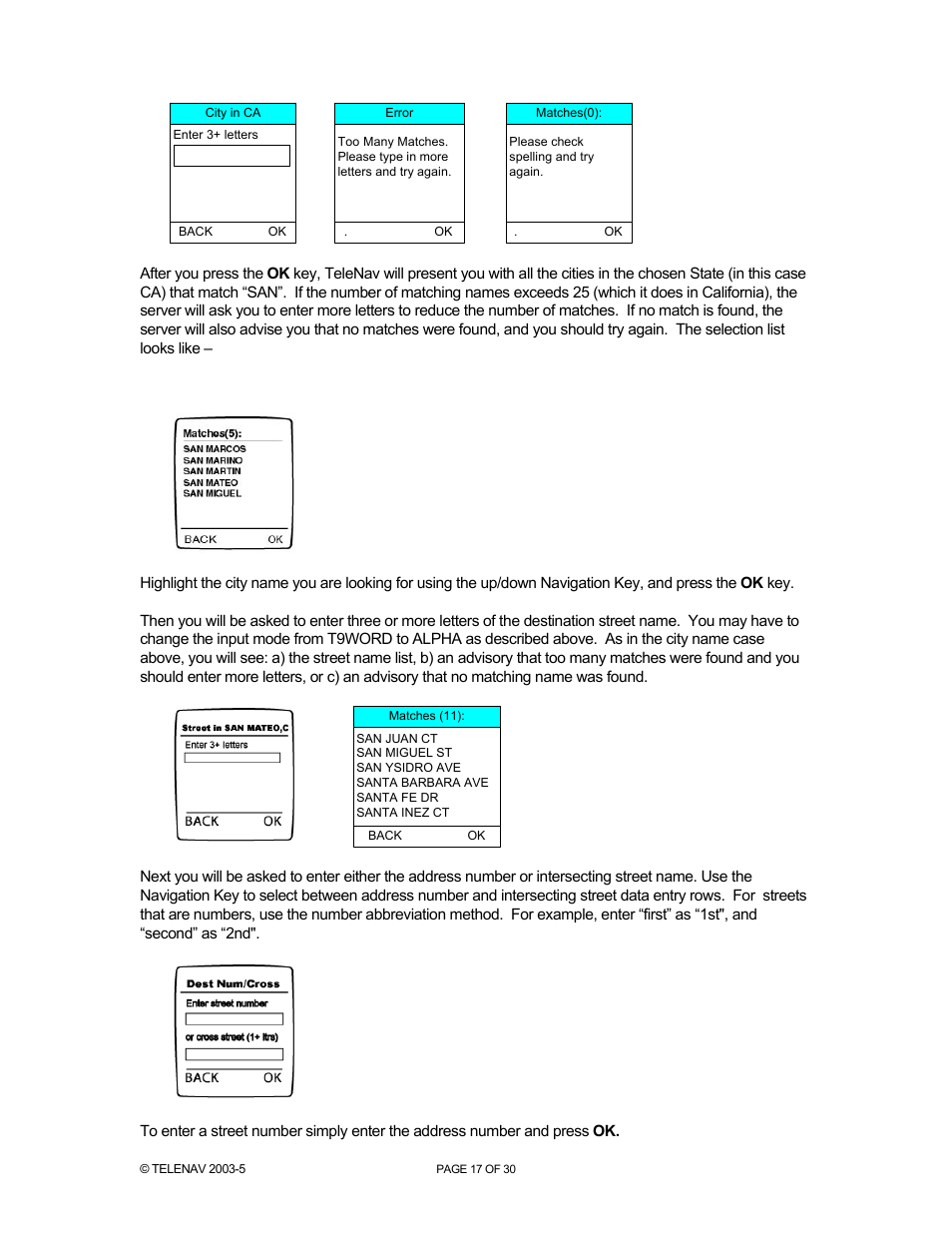 Telenav for Nextel Supported Devices: v2.1 for Motorola i88s, i58sr, i95cl User Manual | Page 17 / 30