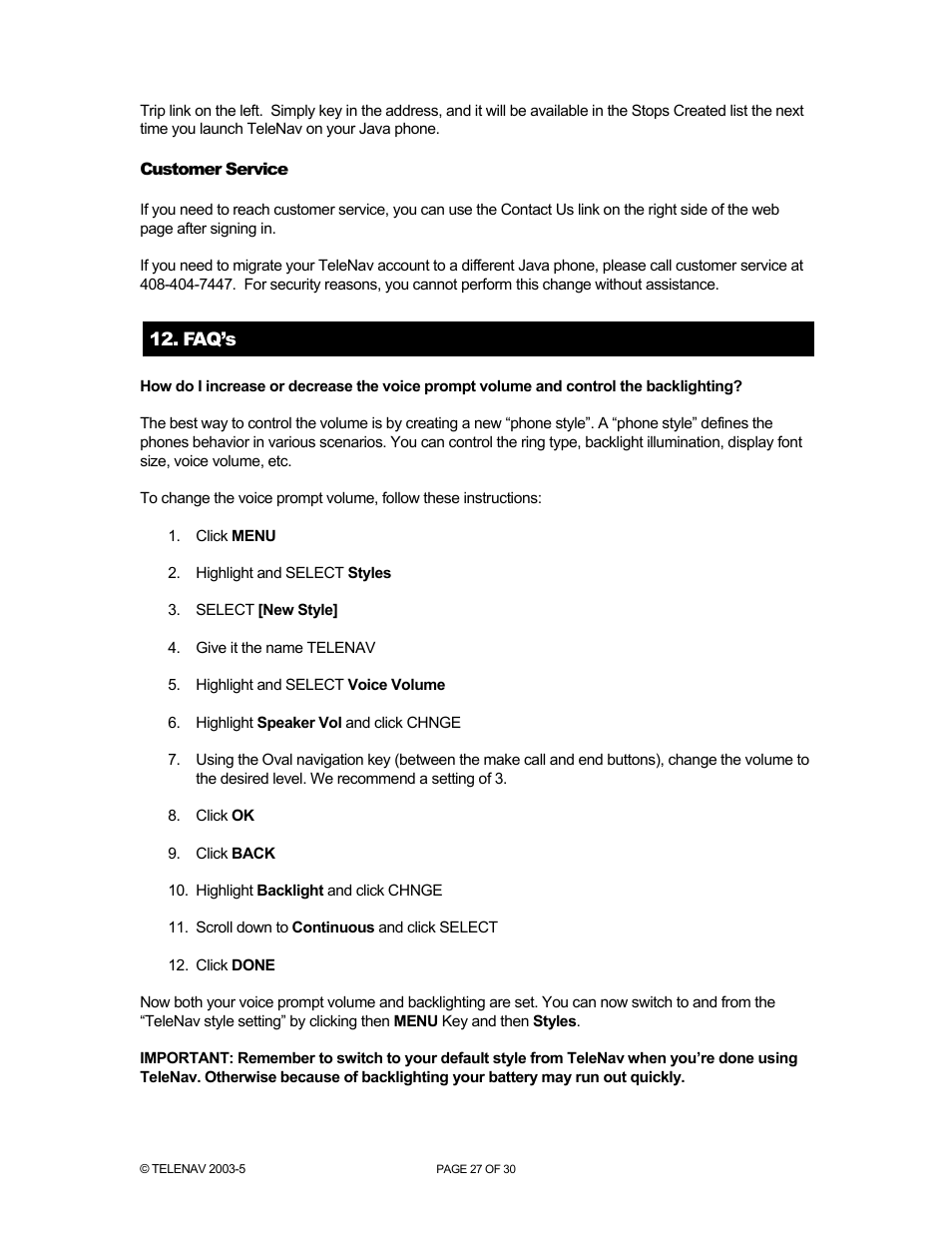Telenav for Nextel Supported Devices: v2.1 for Motorola i88s, i58sr, i95cl User Manual | Page 27 / 30
