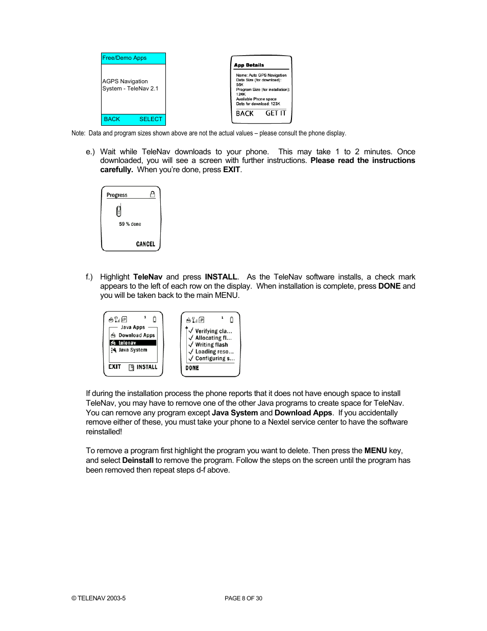 Telenav for Nextel Supported Devices: v2.1 for Motorola i88s, i58sr, i95cl User Manual | Page 8 / 30