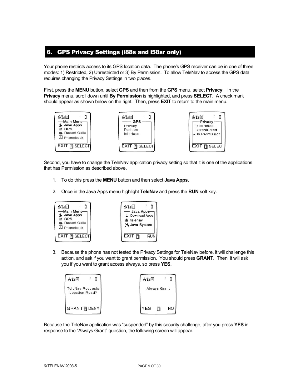 Telenav for Nextel Supported Devices: v2.1 for Motorola i88s, i58sr, i95cl User Manual | Page 9 / 30