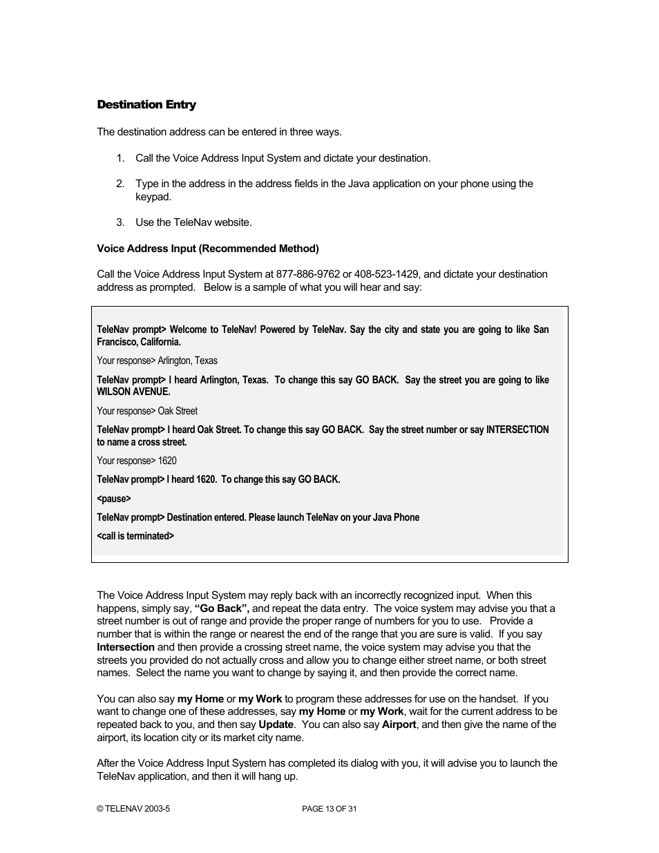 Telenav for Nextel Supported Devices: v2.0 for Motorola i88s, i58sr, i50sx, i55sr, i85s, i90c, i95cl User Manual | Page 13 / 31