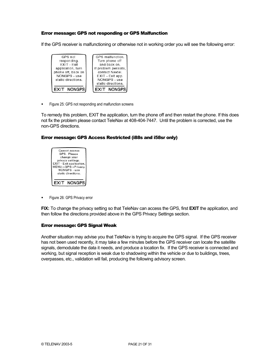 Telenav for Nextel Supported Devices: v2.0 for Motorola i88s, i58sr, i50sx, i55sr, i85s, i90c, i95cl User Manual | Page 21 / 31