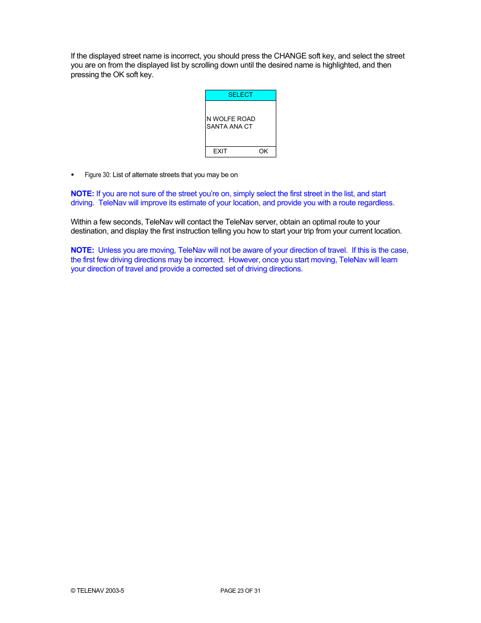 Telenav for Nextel Supported Devices: v2.0 for Motorola i88s, i58sr, i50sx, i55sr, i85s, i90c, i95cl User Manual | Page 23 / 31