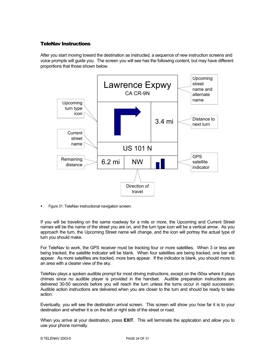 Lawrence expwy | Telenav for Nextel Supported Devices: v2.0 for Motorola i88s, i58sr, i50sx, i55sr, i85s, i90c, i95cl User Manual | Page 24 / 31