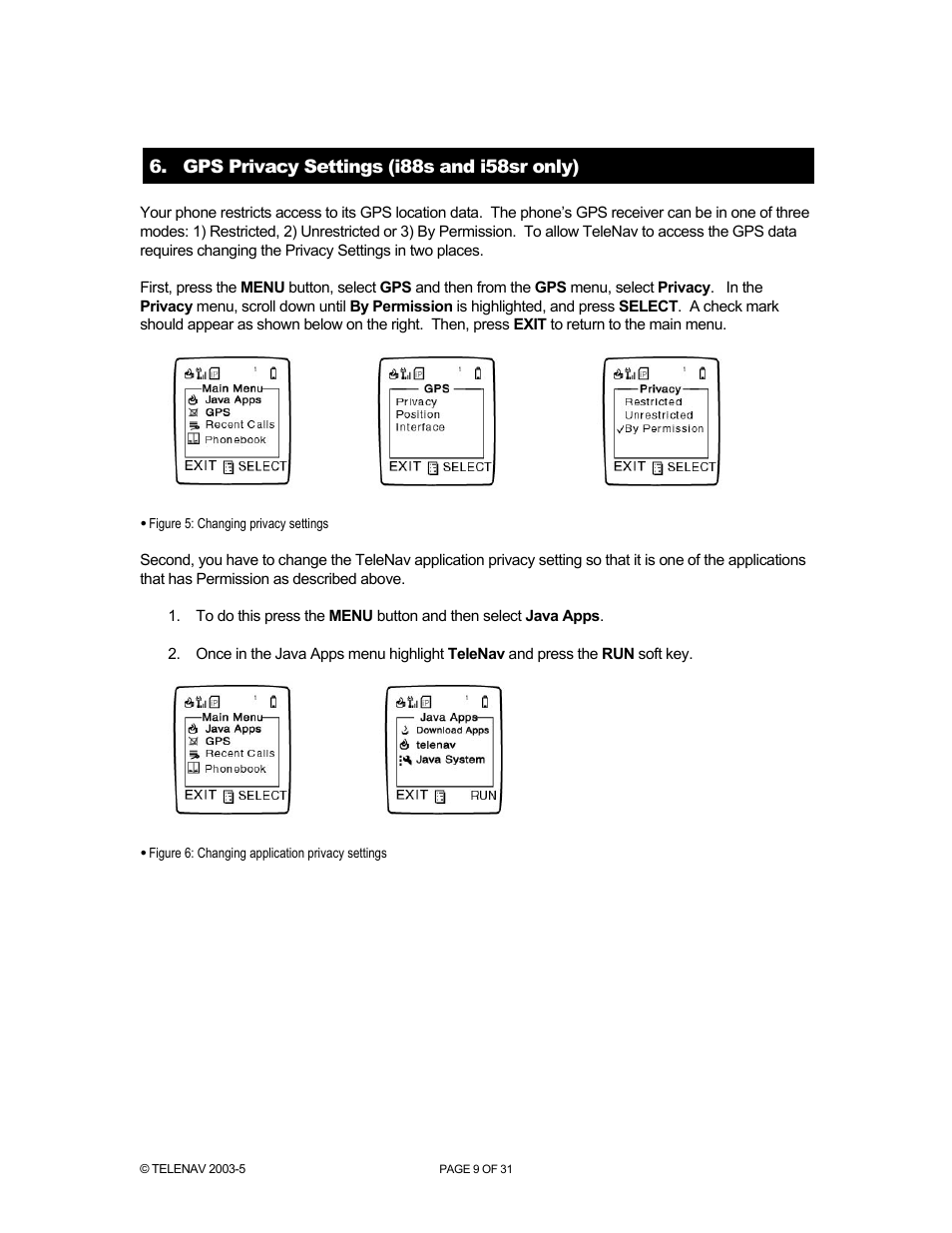 Telenav for Nextel Supported Devices: v2.0 for Motorola i88s, i58sr, i50sx, i55sr, i85s, i90c, i95cl User Manual | Page 9 / 31