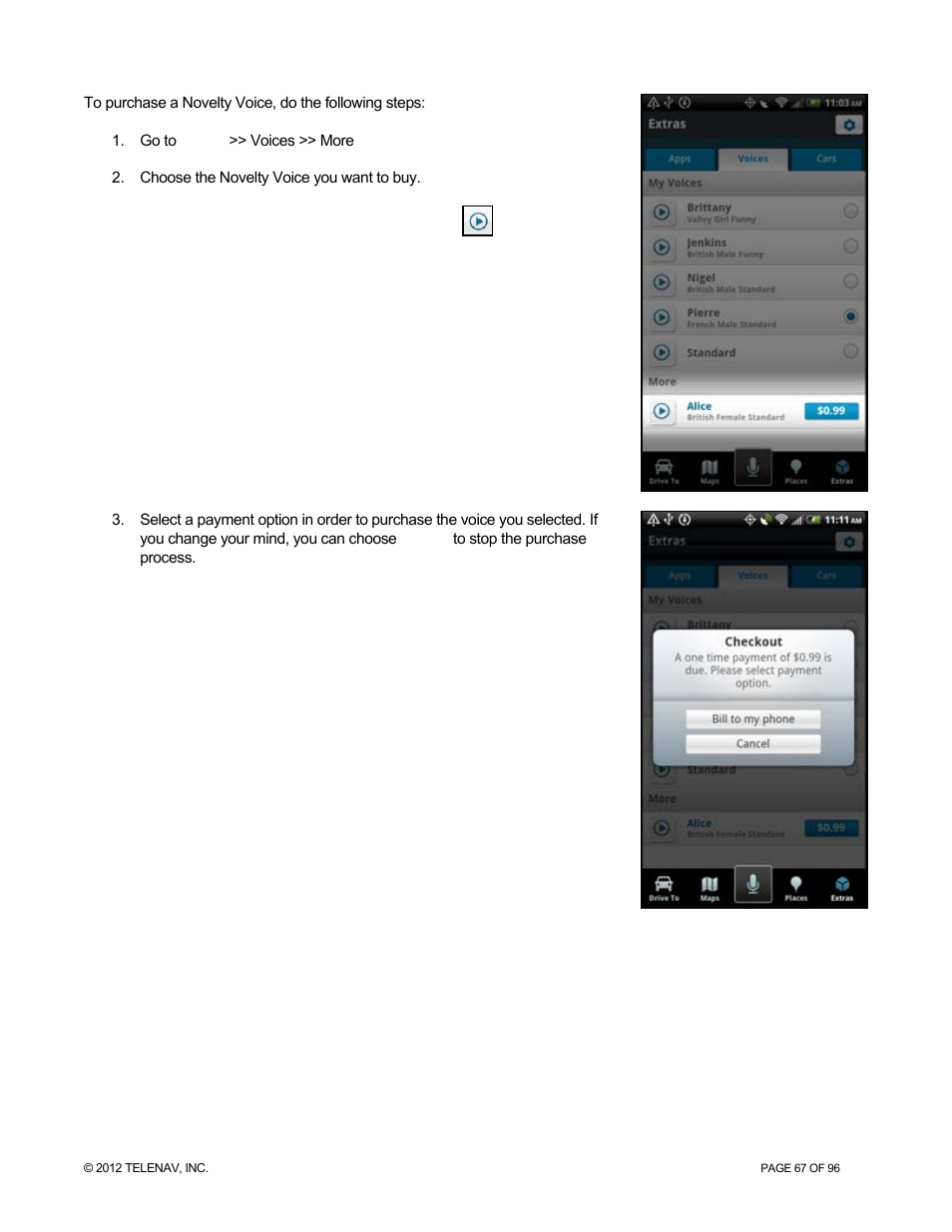 Telenav for Sprint Supported Devices: v7.1 for Android devices User Manual | Page 67 / 96