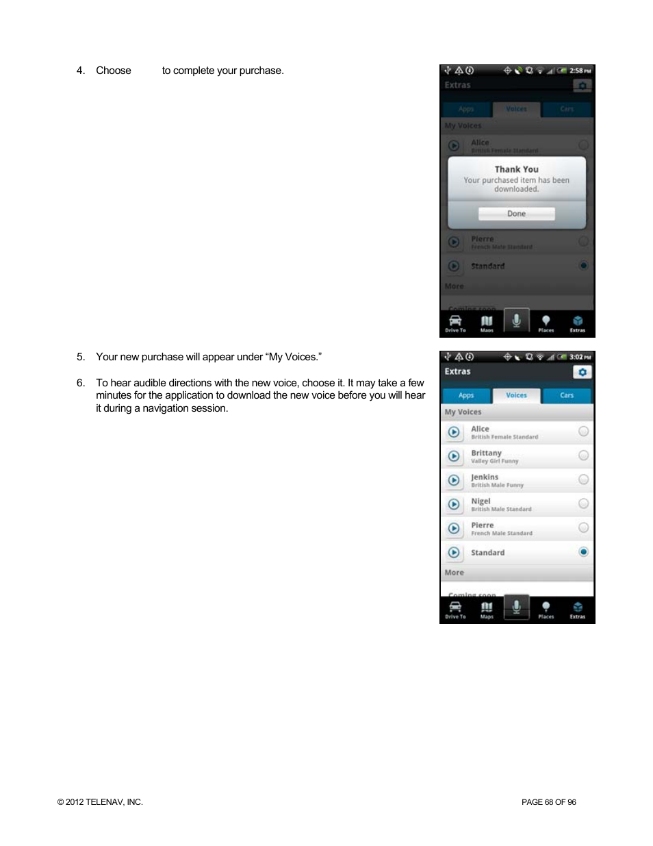 Telenav for Sprint Supported Devices: v7.1 for Android devices User Manual | Page 68 / 96