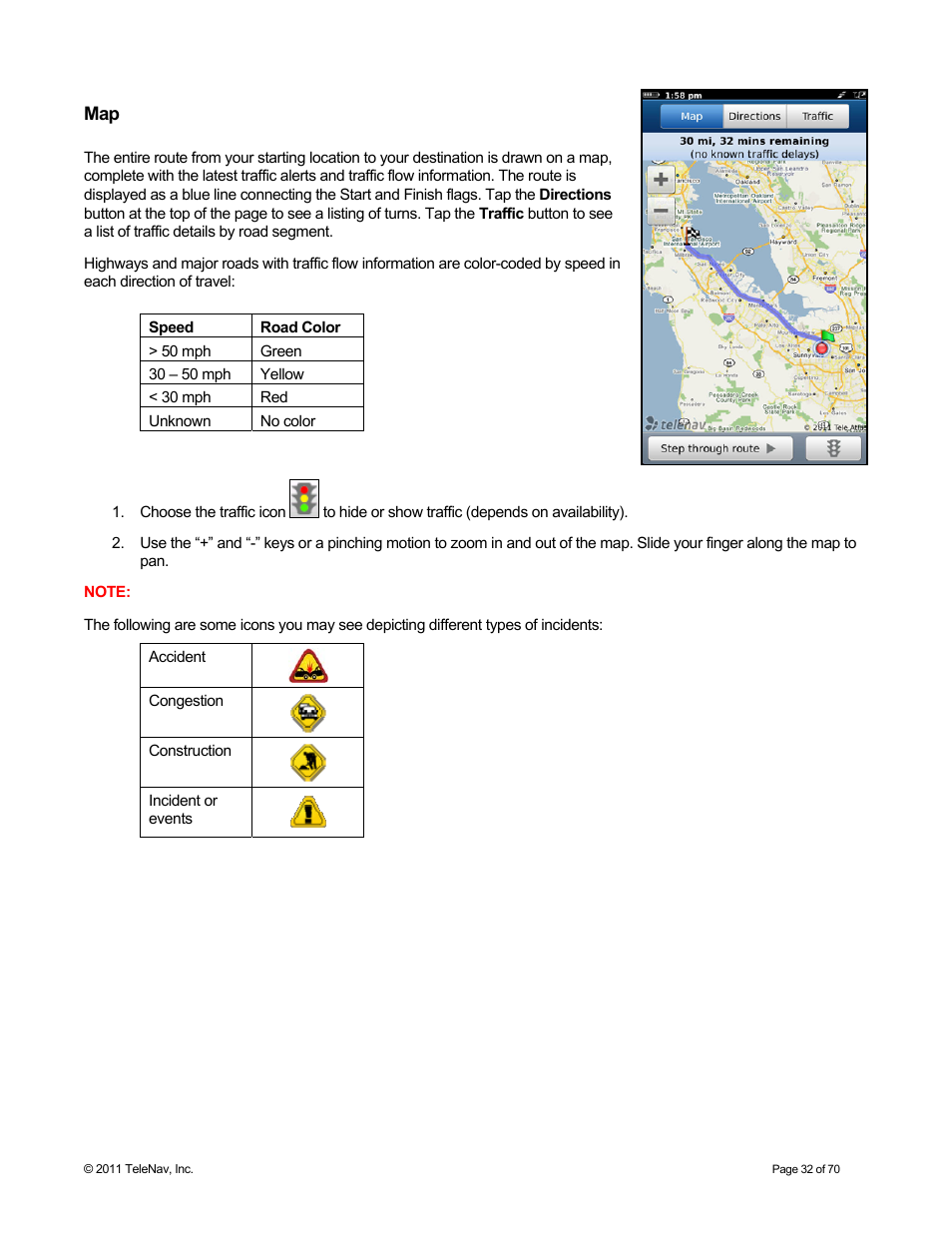 Telenav for Sprint Supported Devices: v6.2 for BlackBerry devices User Manual | Page 32 / 70