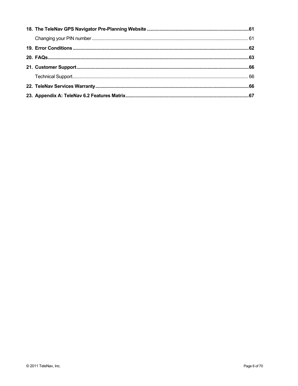Telenav for Sprint Supported Devices: v6.2 for BlackBerry devices User Manual | Page 6 / 70
