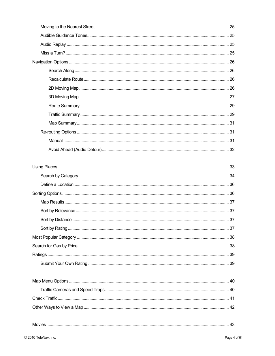 Telenav for Sprint Supported Devices: v6.2 for Android devices User Manual | Page 4 / 61