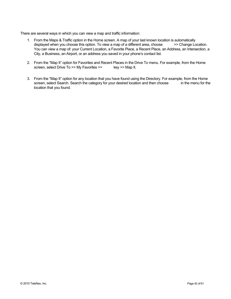Other ways to view a map | Telenav for Sprint Supported Devices: v6.2 for Android devices User Manual | Page 42 / 61