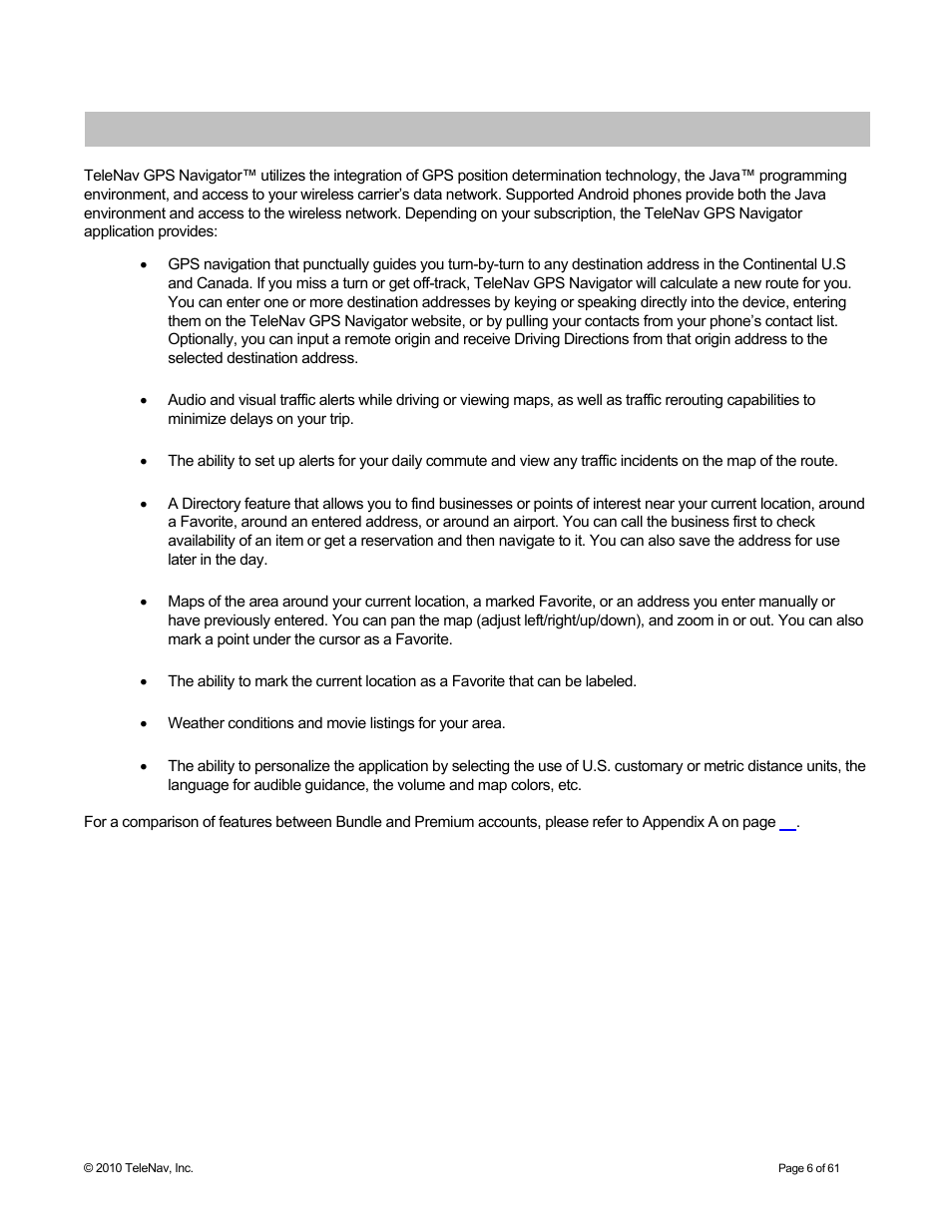 Welcome | Telenav for Sprint Supported Devices: v6.2 for Android devices User Manual | Page 6 / 61