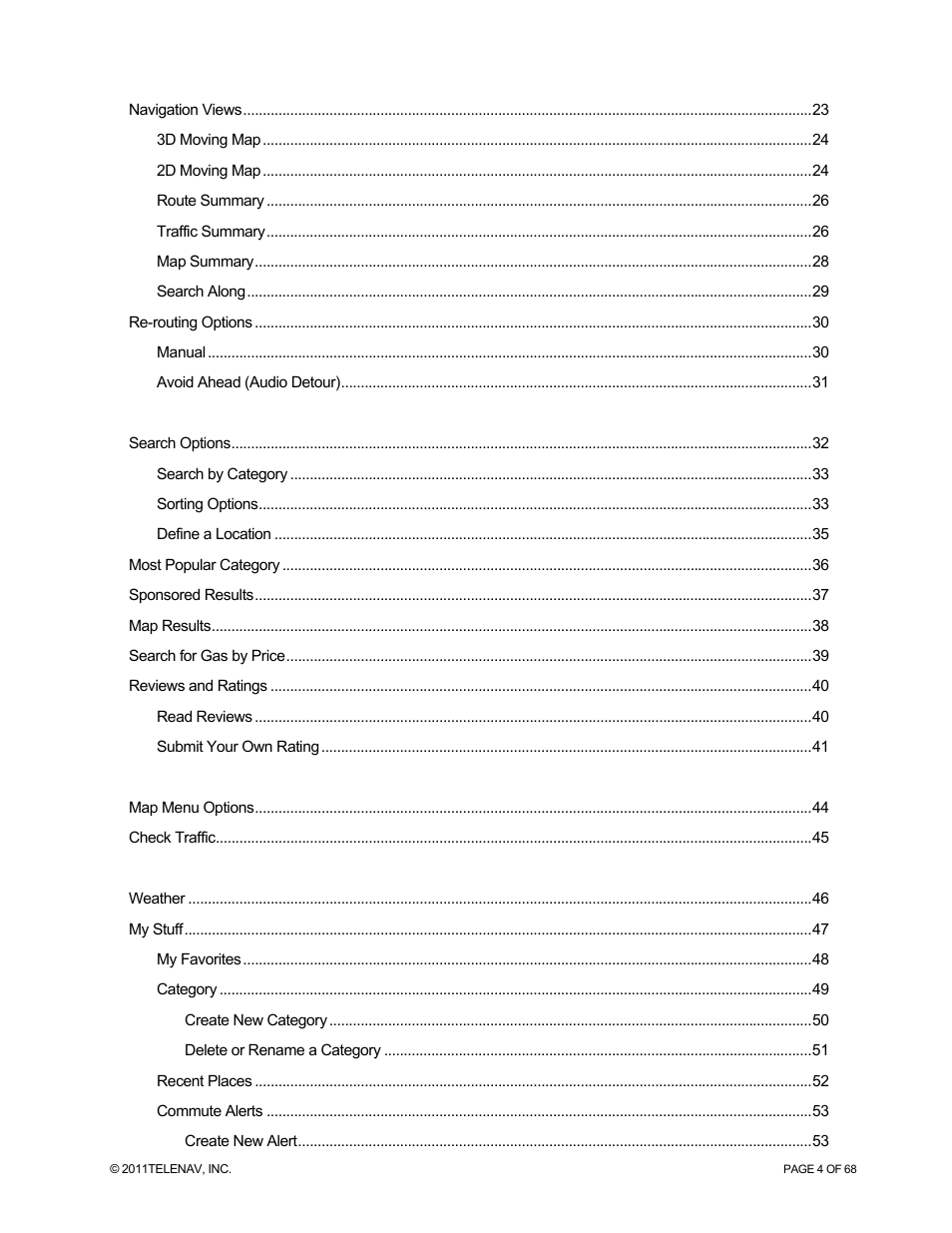 Telenav for Sprint Supported Devices: v5.8 for WinPhone7 User Manual | Page 4 / 68