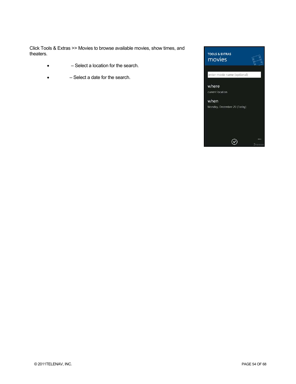 Movies | Telenav for Sprint Supported Devices: v5.8 for WinPhone7 User Manual | Page 54 / 68