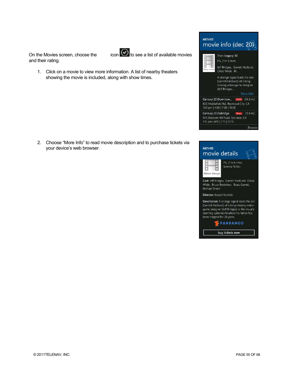 Search movies | Telenav for Sprint Supported Devices: v5.8 for WinPhone7 User Manual | Page 55 / 68