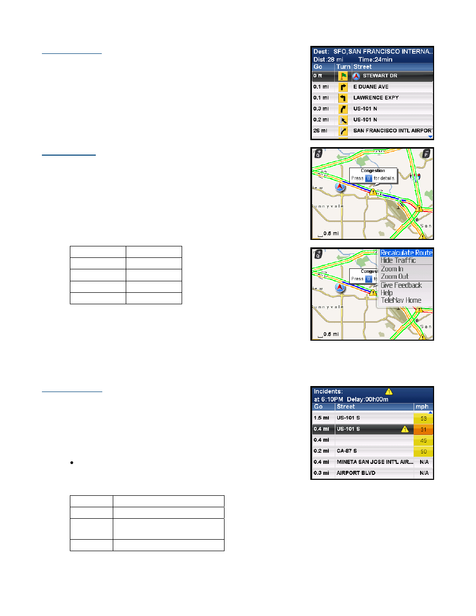 Route summary, Map summary, Traffic summary | Telenav for Sprint Supported Devices: v5.5 for BlackBerry 8830, 8330, 8130 User Manual | Page 34 / 68