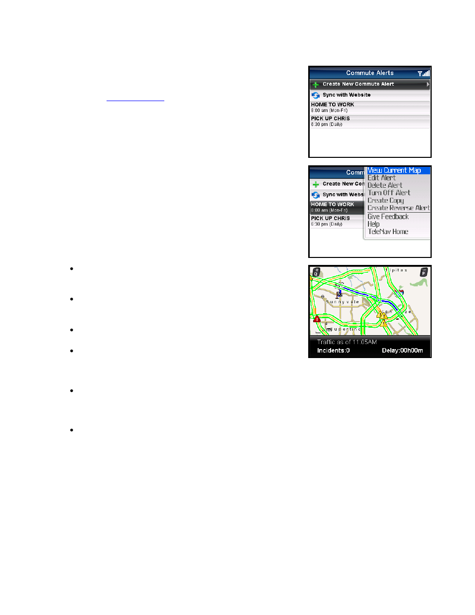 Commute alerts | Telenav for Sprint Supported Devices: v5.5 for BlackBerry 8830, 8330, 8130 User Manual | Page 52 / 68