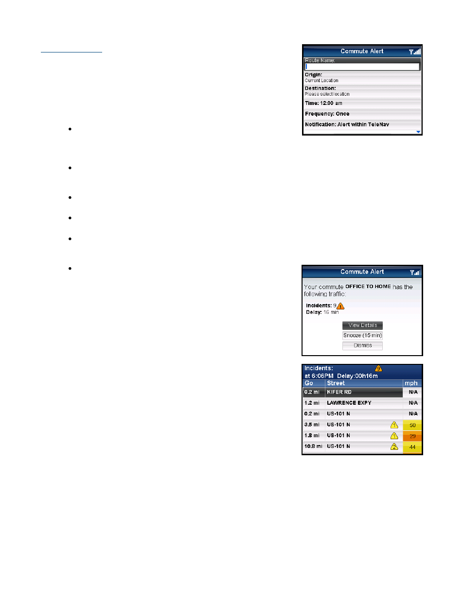Create new alert | Telenav for Sprint Supported Devices: v5.5 for BlackBerry 8830, 8330, 8130 User Manual | Page 53 / 68