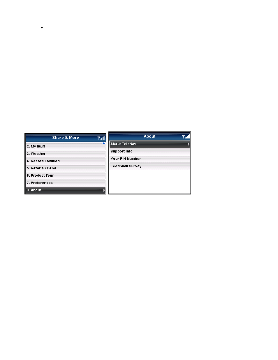 About | Telenav for Sprint Supported Devices: v5.5 for BlackBerry 8830, 8330, 8130 User Manual | Page 59 / 68