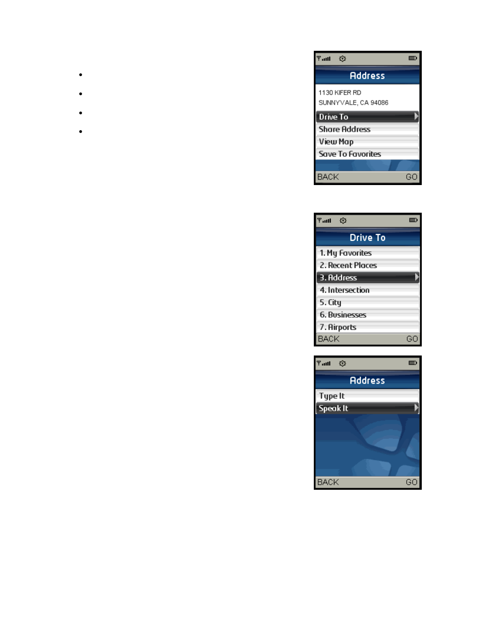 Address – speak it | Telenav for Sprint Supported Devices: v5.2 for Samsung M500, M610; Sanyo M1, SCP-8400, Katana 6600 User Manual | Page 23 / 73