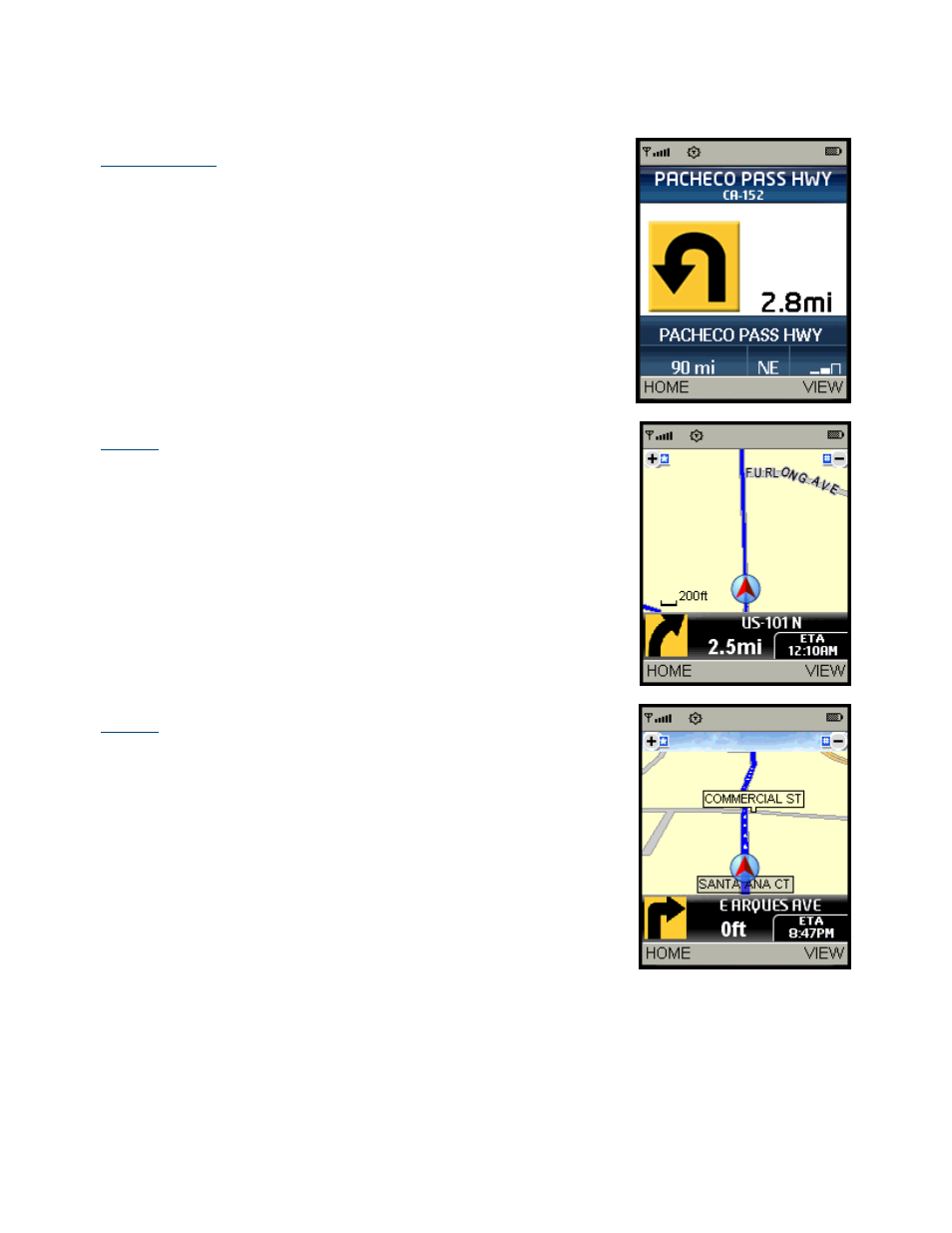Turn icons only, 2d map, 3d map | Telenav for Sprint Supported Devices: v5.2 for Samsung M500, M610; Sanyo M1, SCP-8400, Katana 6600 User Manual | Page 31 / 73