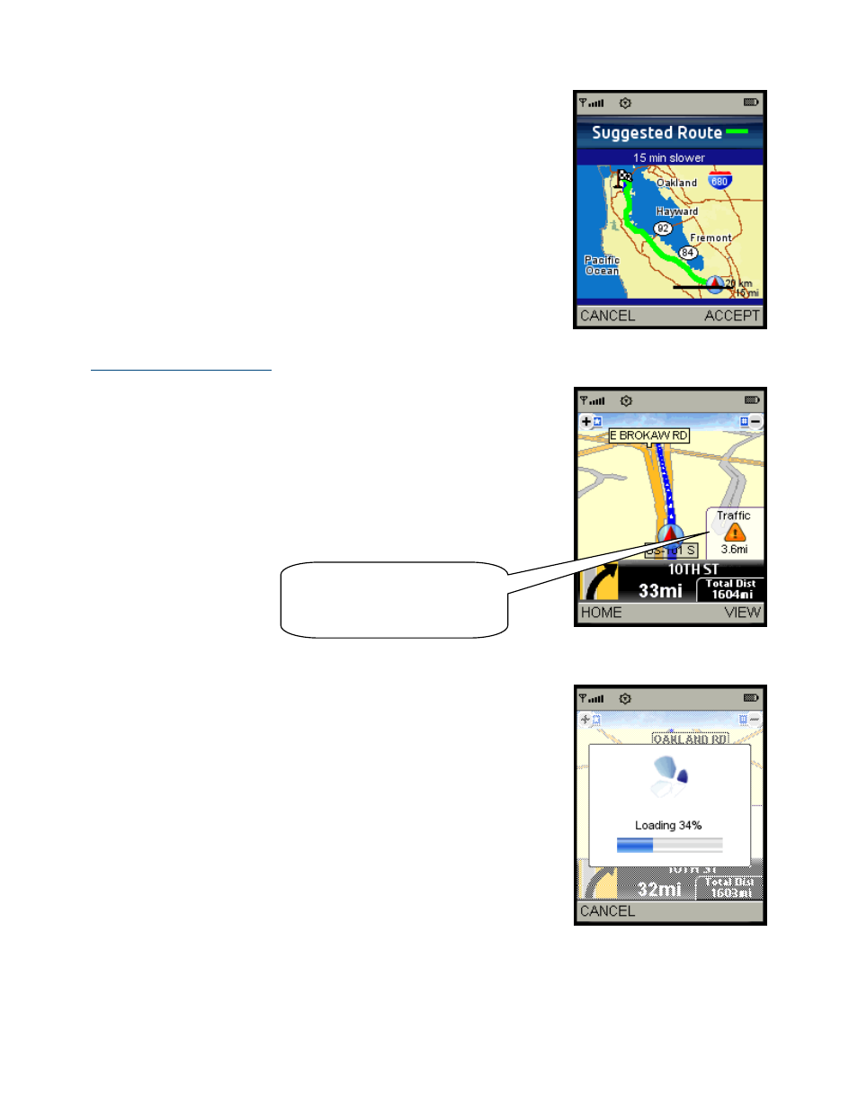 Avoid ahead (audio detour) | Telenav for Sprint Supported Devices: v5.2 for Samsung M500, M610; Sanyo M1, SCP-8400, Katana 6600 User Manual | Page 38 / 73