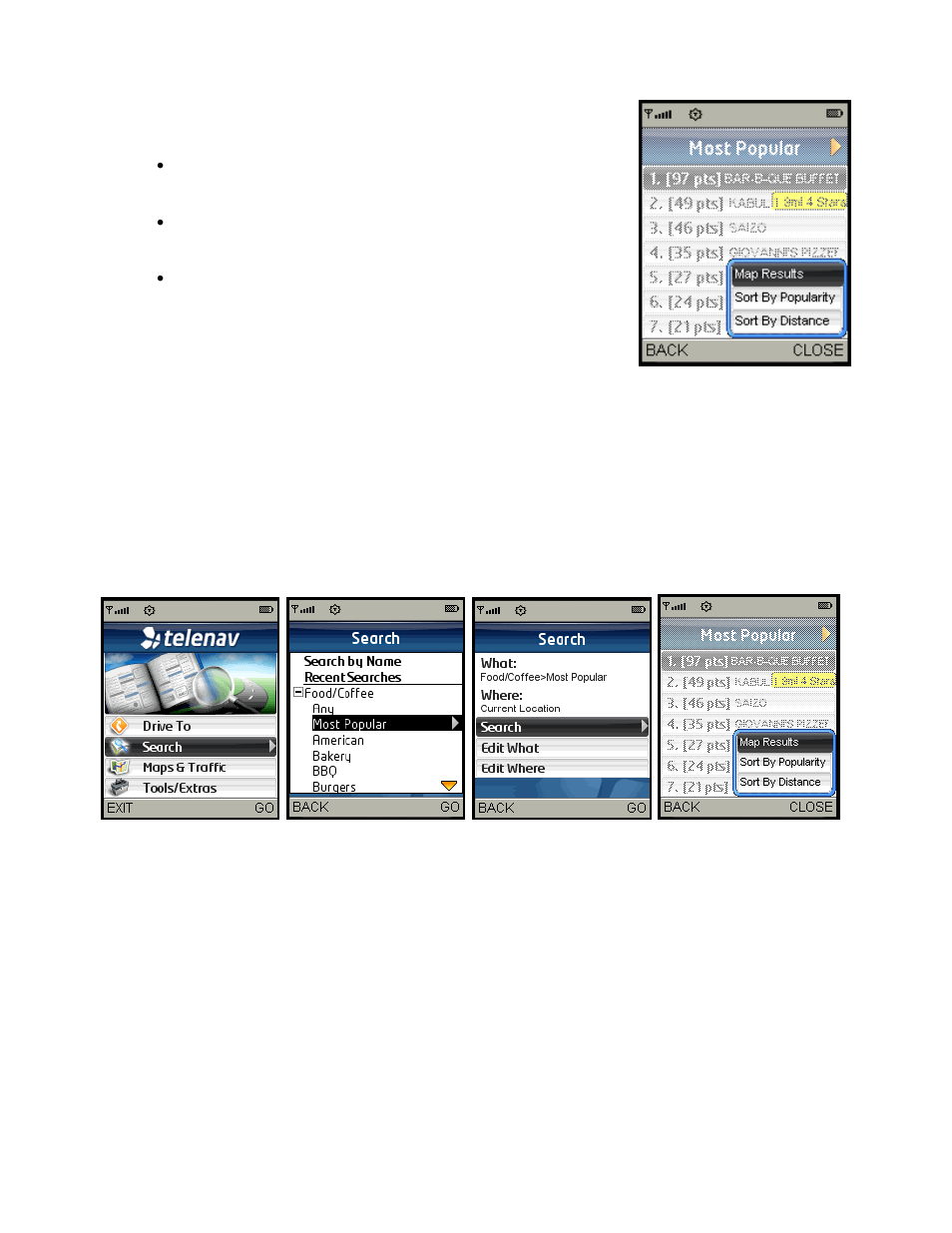 Map results | Telenav for Sprint Supported Devices: v5.2 for Samsung M500, M610; Sanyo M1, SCP-8400, Katana 6600 User Manual | Page 41 / 73