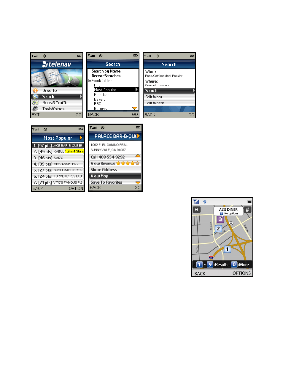 Telenav for Sprint Supported Devices: v5.2 for Samsung M500, M610; Sanyo M1, SCP-8400, Katana 6600 User Manual | Page 42 / 73