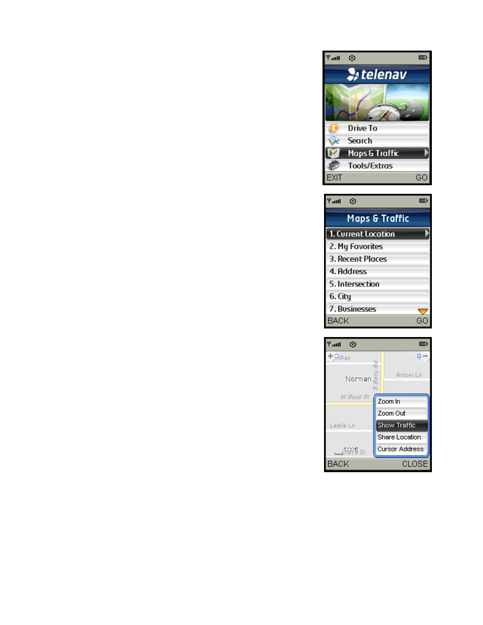 Check traffic | Telenav for Sprint Supported Devices: v5.2 for Samsung M500, M610; Sanyo M1, SCP-8400, Katana 6600 User Manual | Page 45 / 73
