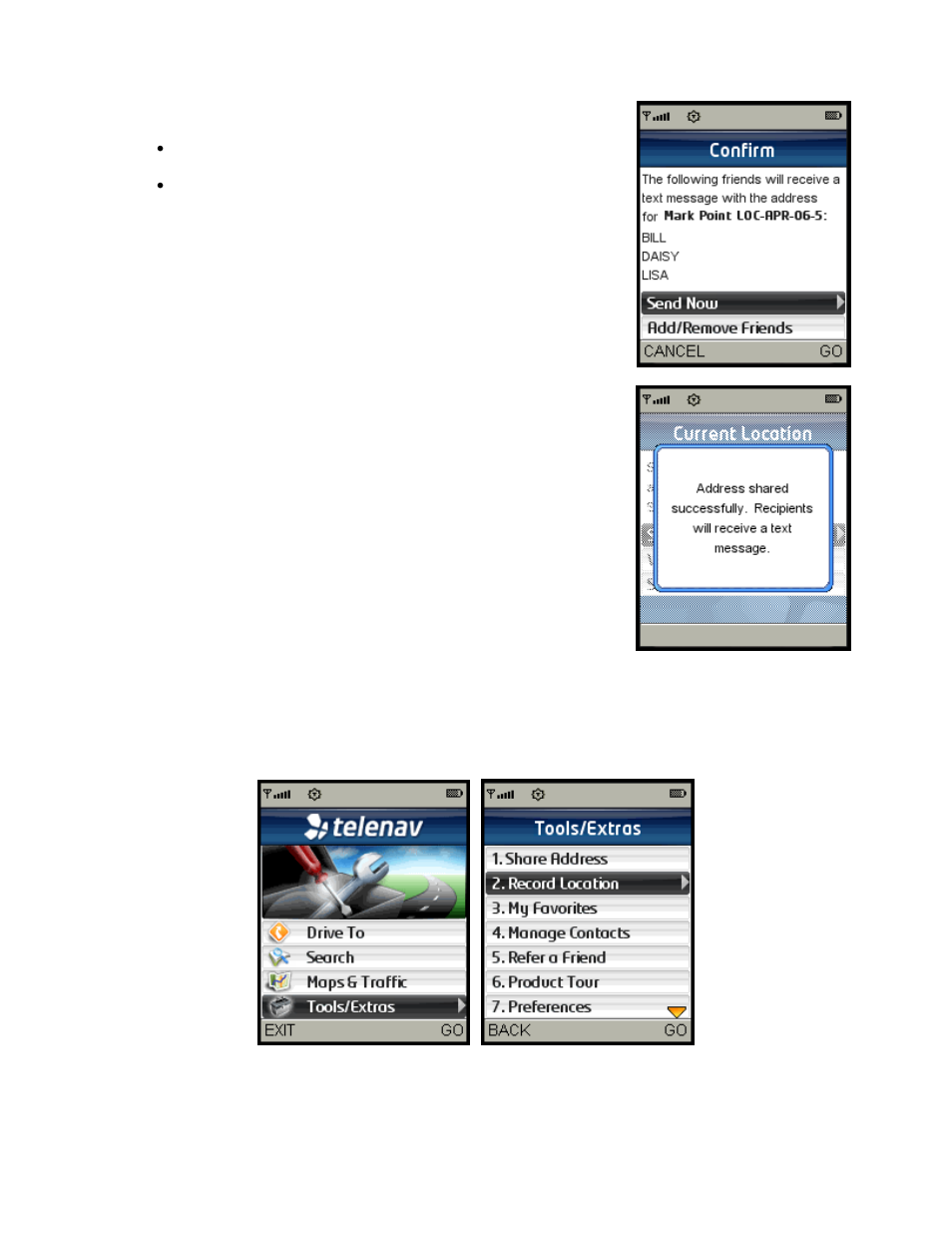 Record location | Telenav for Sprint Supported Devices: v5.2 for Samsung M500, M610; Sanyo M1, SCP-8400, Katana 6600 User Manual | Page 50 / 73
