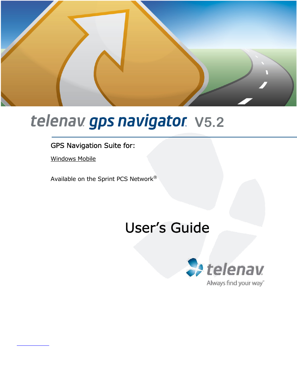 Telenav for Sprint Supported Devices: v5.2 for HTC Touch User Manual | 72 pages