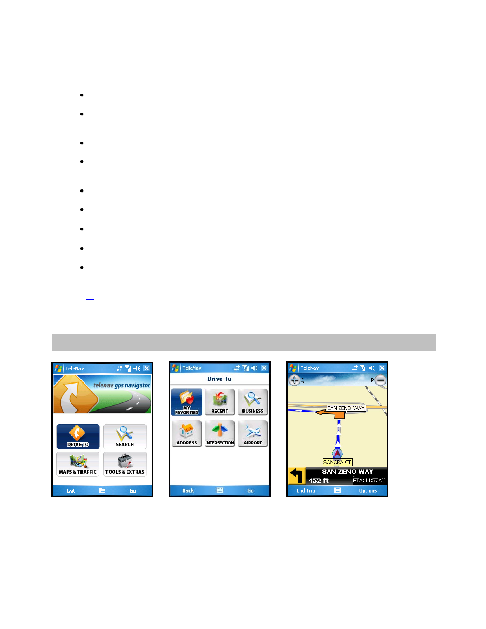 Drive to menu | Telenav for Sprint Supported Devices: v5.2 for HTC Touch User Manual | Page 17 / 72