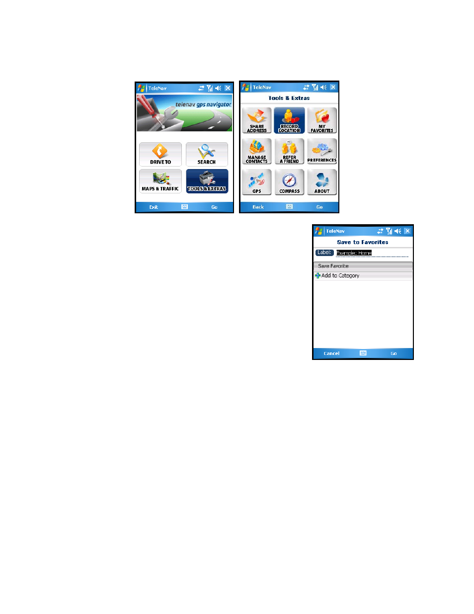 Record location | Telenav for Sprint Supported Devices: v5.2 for HTC Touch User Manual | Page 48 / 72
