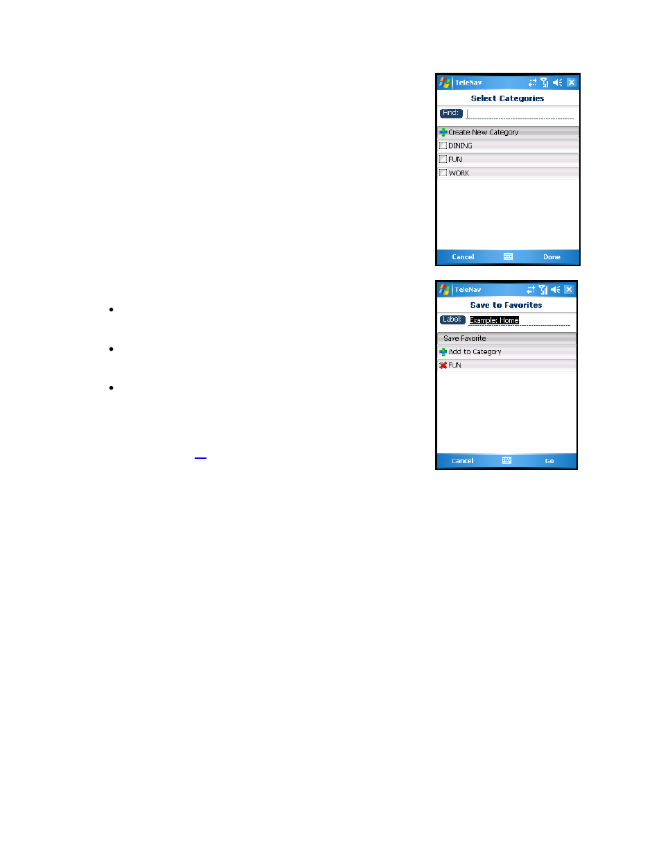 Add to category | Telenav for Sprint Supported Devices: v5.2 for HTC Touch User Manual | Page 49 / 72