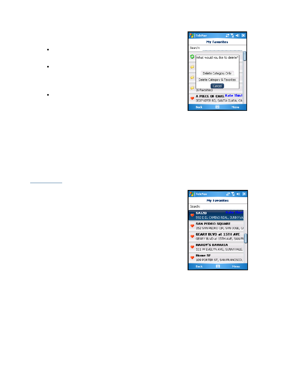 Rate a location, Read reviews | Telenav for Sprint Supported Devices: v5.2 for HTC Touch User Manual | Page 53 / 72