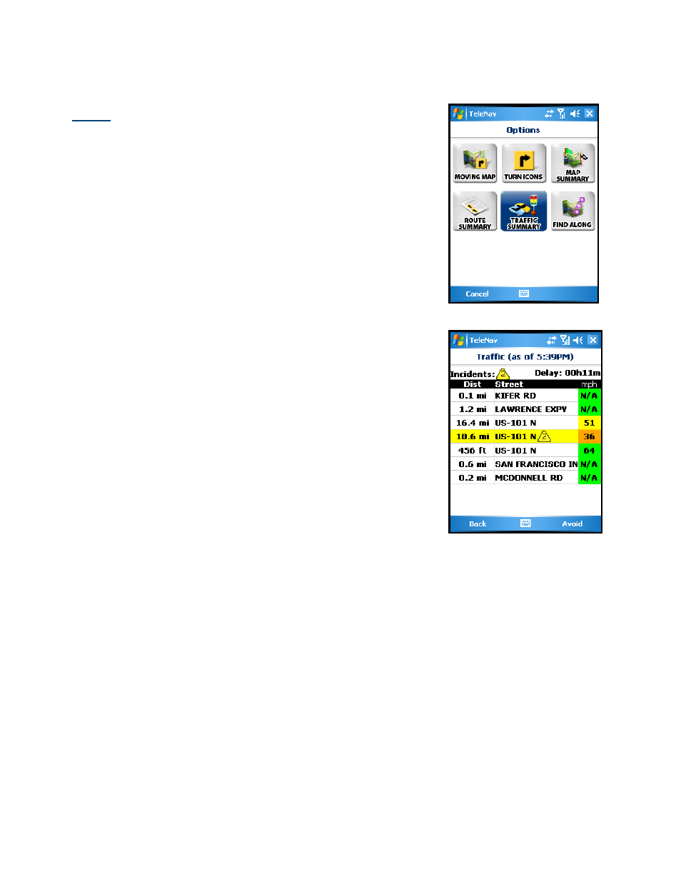 Re-routing options, Manual | Telenav for Sprint Supported Devices: v5.2 for HTC Mogul User Manual | Page 34 / 71
