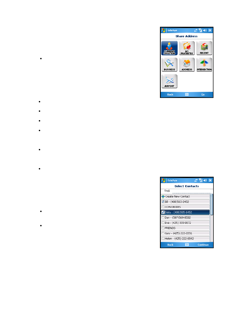 Share address | Telenav for Sprint Supported Devices: v5.2 for HTC Mogul User Manual | Page 45 / 71