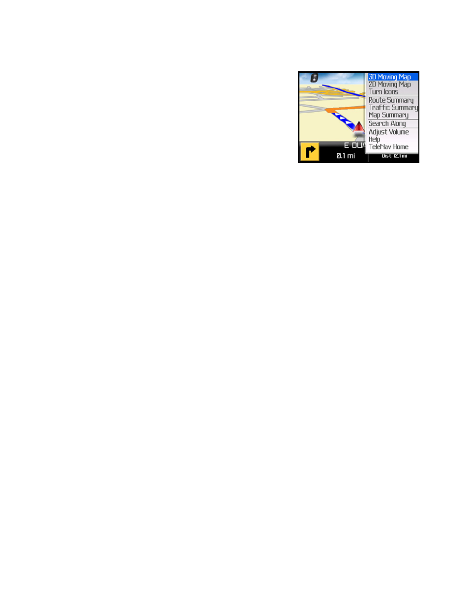 Navigation views | Telenav for Sprint Supported Devices: v5.1 for BlackBerry 7130, 8130, 8350i, 8703, 8830 Users Guide User Manual | Page 29 / 55
