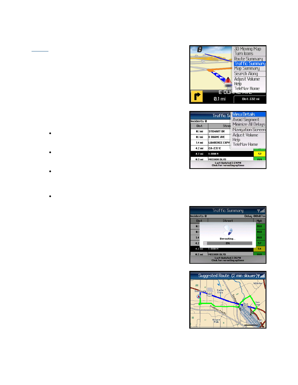 Re-routing options, Manual | Telenav for Sprint Supported Devices: v5.1 for BlackBerry 7130, 8130, 8350i, 8703, 8830 Users Guide User Manual | Page 36 / 55