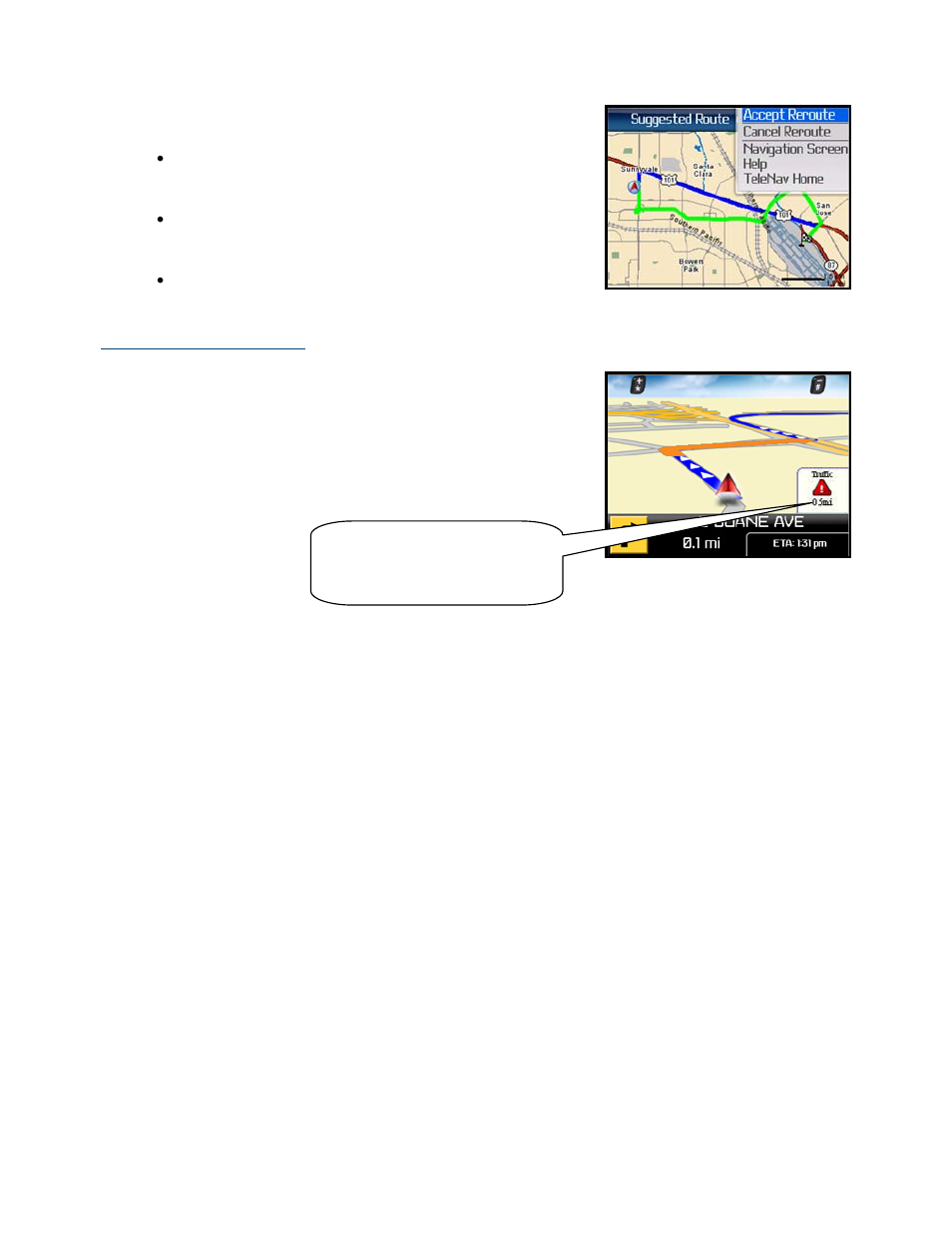 Avoid ahead (audio detour) | Telenav for Sprint Supported Devices: v5.1 for BlackBerry 7130, 8130, 8350i, 8703, 8830 Users Guide User Manual | Page 37 / 55