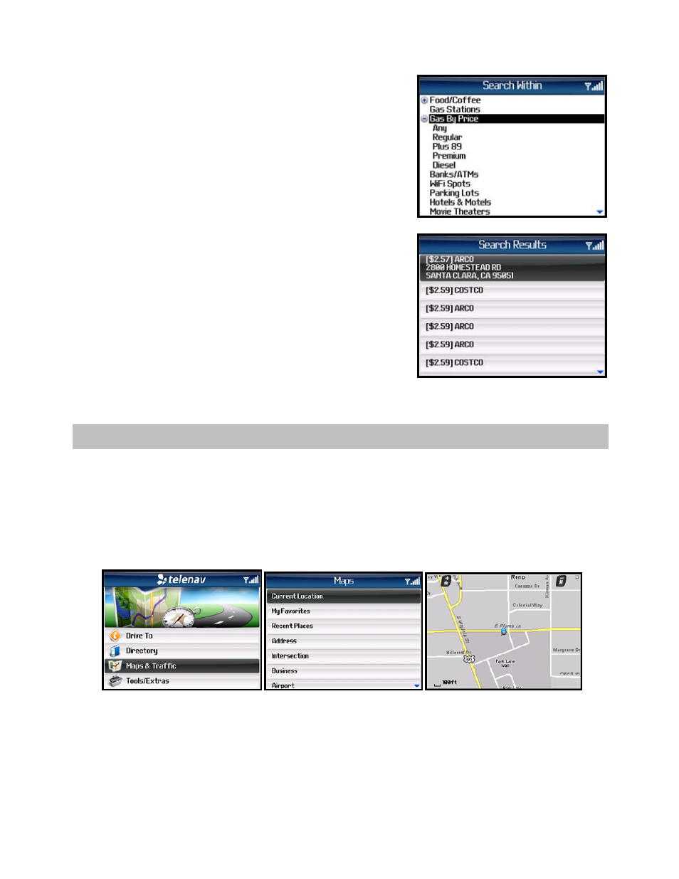 Maps & traffic menu | Telenav for Sprint Supported Devices: v5.1 for BlackBerry 7130, 8130, 8350i, 8703, 8830 Users Guide User Manual | Page 41 / 55
