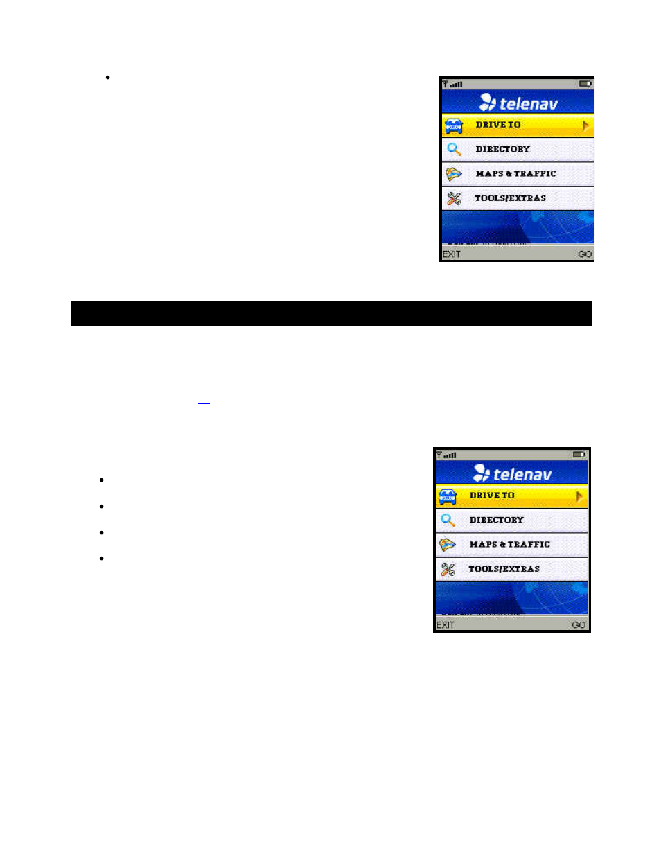 Telenav gps navigator main menu - overview, Main menu | Telenav for Sprint Supported Devices: v5.1 for Sanyo Katana; Motorola RAZR, KRZR User Manual | Page 11 / 54