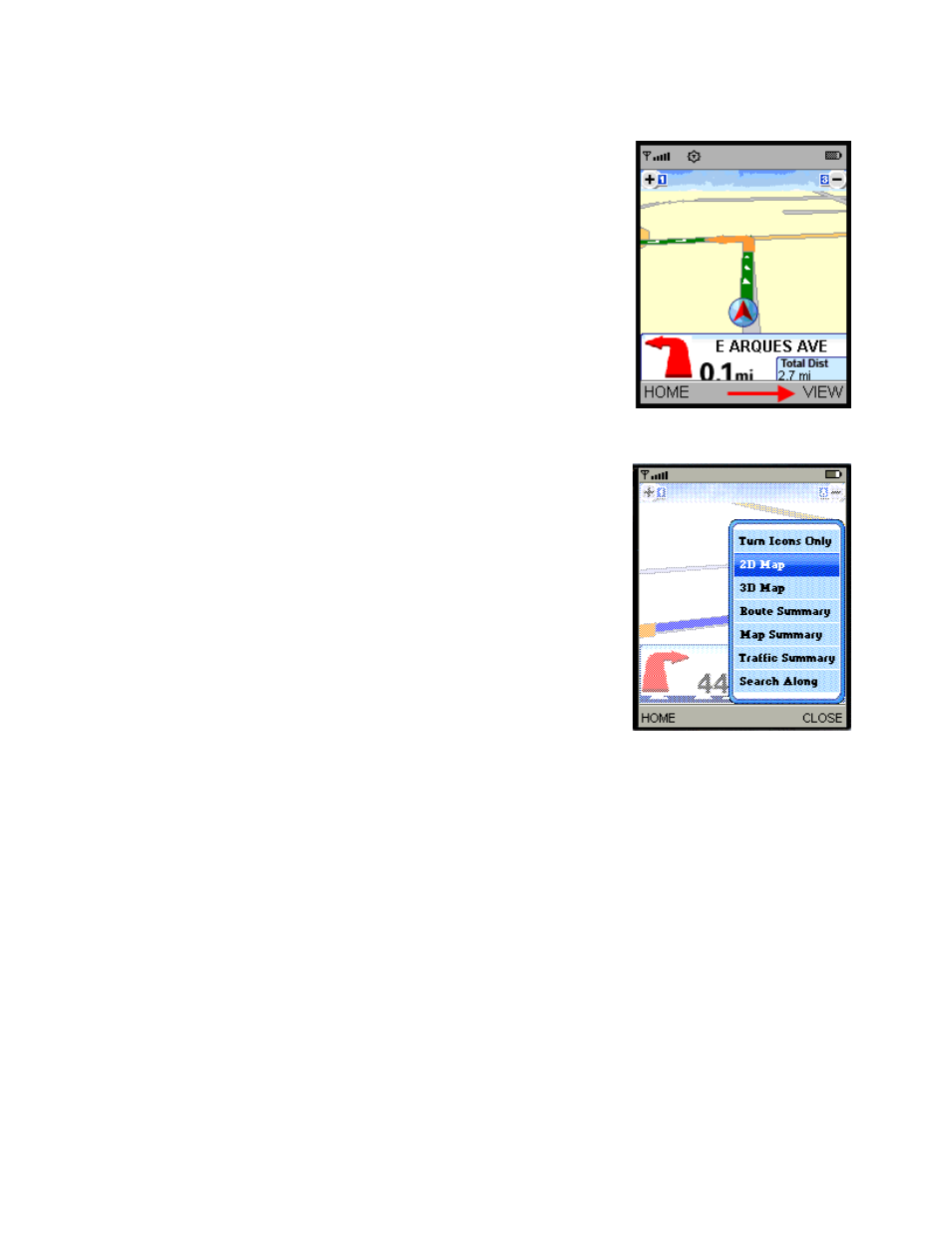 Navigation views, From yo | Telenav for Sprint Supported Devices: v5.1 for Sanyo Katana; Motorola RAZR, KRZR User Manual | Page 28 / 54