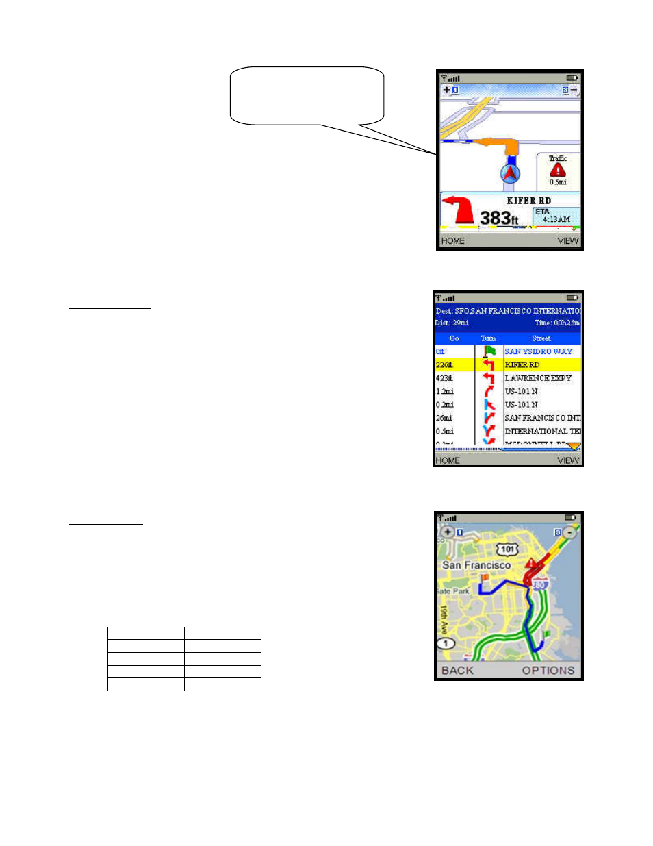 Route summary, Map summary | Telenav for Sprint Supported Devices: v5.1 for Sanyo Katana; Motorola RAZR, KRZR User Manual | Page 30 / 54
