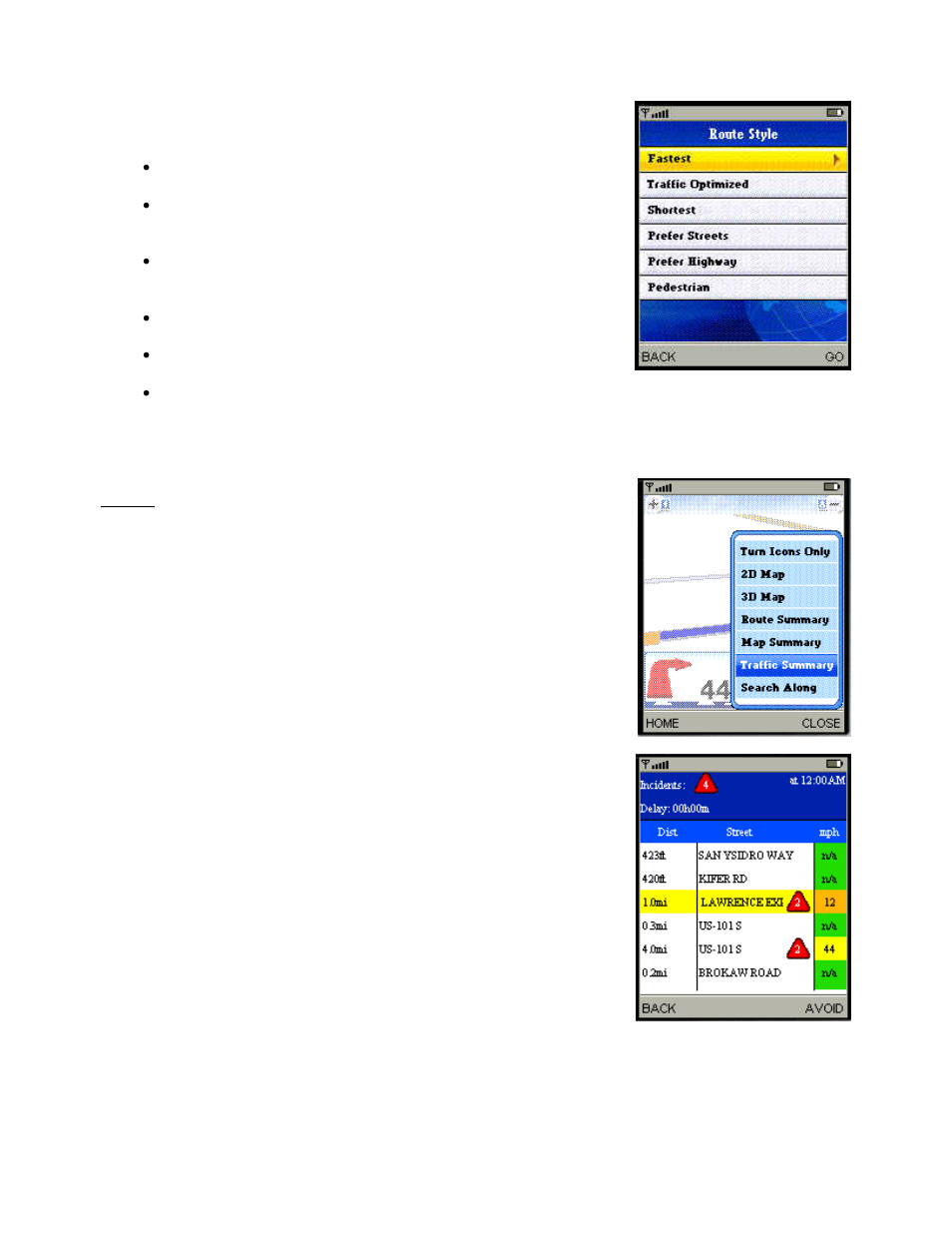 Re-routing options, Manual | Telenav for Sprint Supported Devices: v5.1 for Sanyo Katana; Motorola RAZR, KRZR User Manual | Page 34 / 54