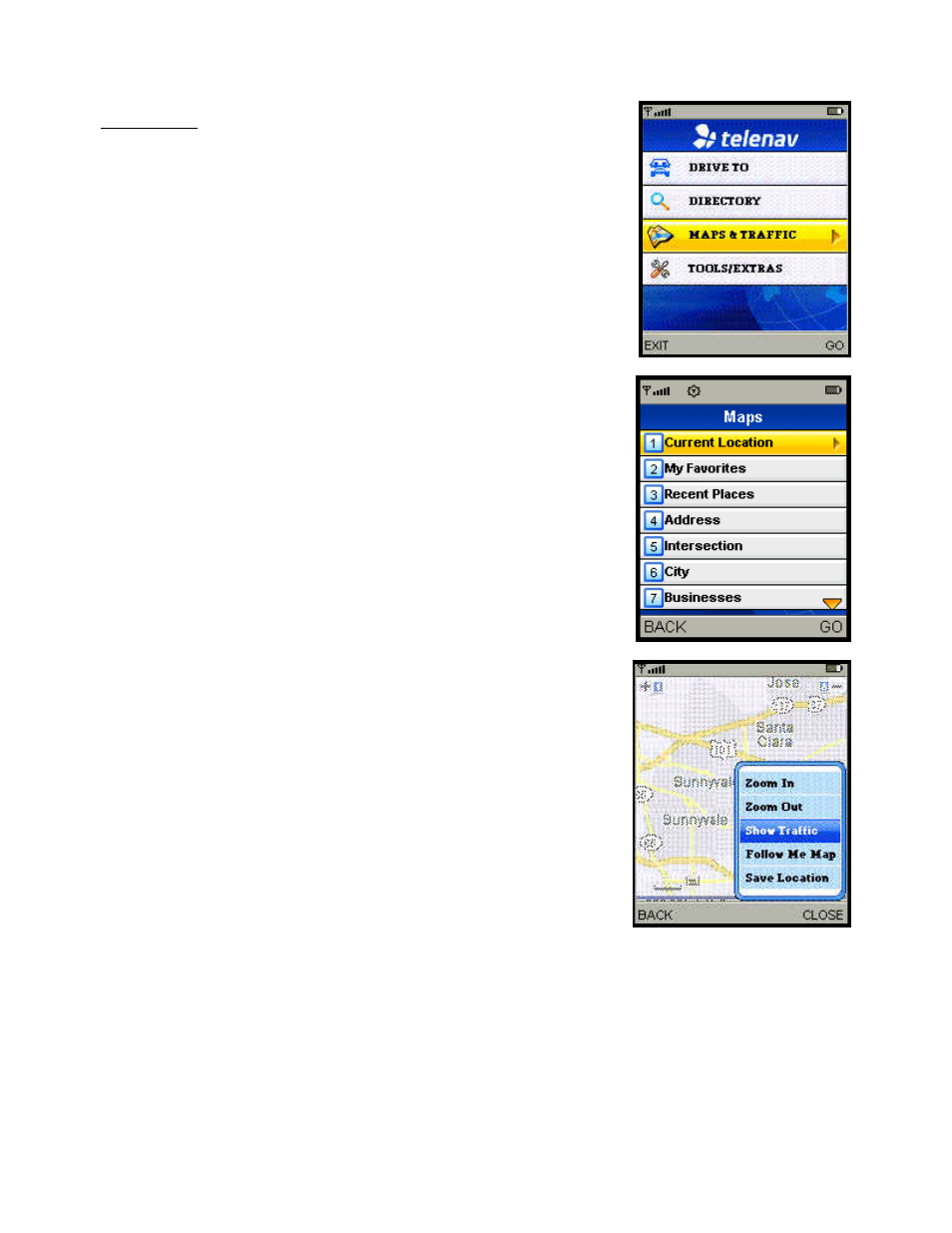 Check traffic | Telenav for Sprint Supported Devices: v5.1 for Sanyo Katana; Motorola RAZR, KRZR User Manual | Page 47 / 54