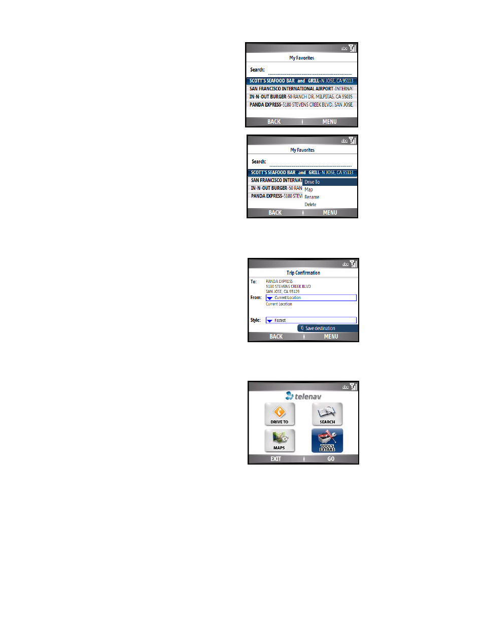 Favorites | Telenav for Sprint Supported Devices: v5.0 for Motorola Q User Manual | Page 18 / 42