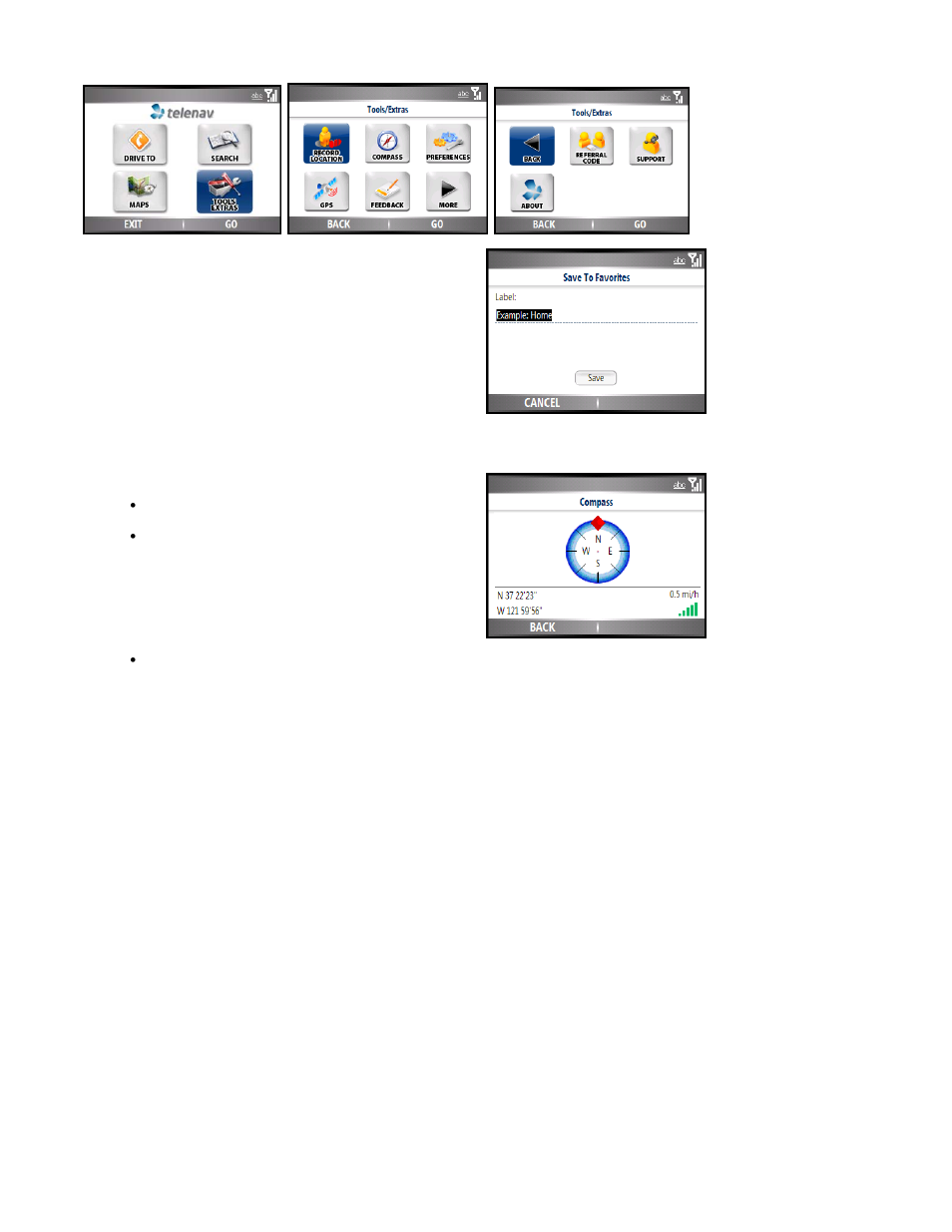Record location, Compass | Telenav for Sprint Supported Devices: v5.0 for Motorola Q User Manual | Page 34 / 42