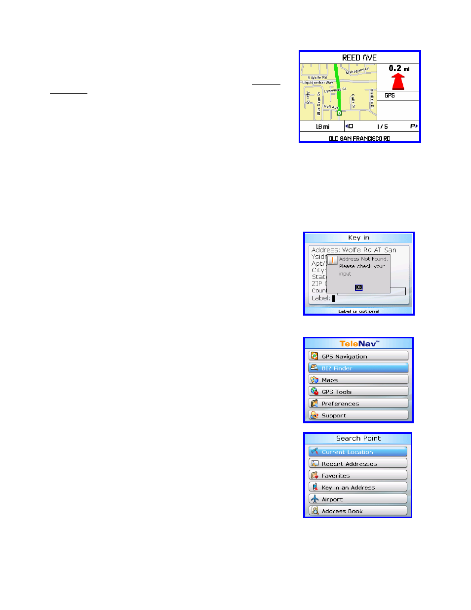 Web address entry, Address validation, Biz finder | Business name only, Category search, Name and category combined | Telenav for Sprint Supported Devices: v4.7 for BlackBerry 7130e, 8730e User Manual | Page 24 / 38