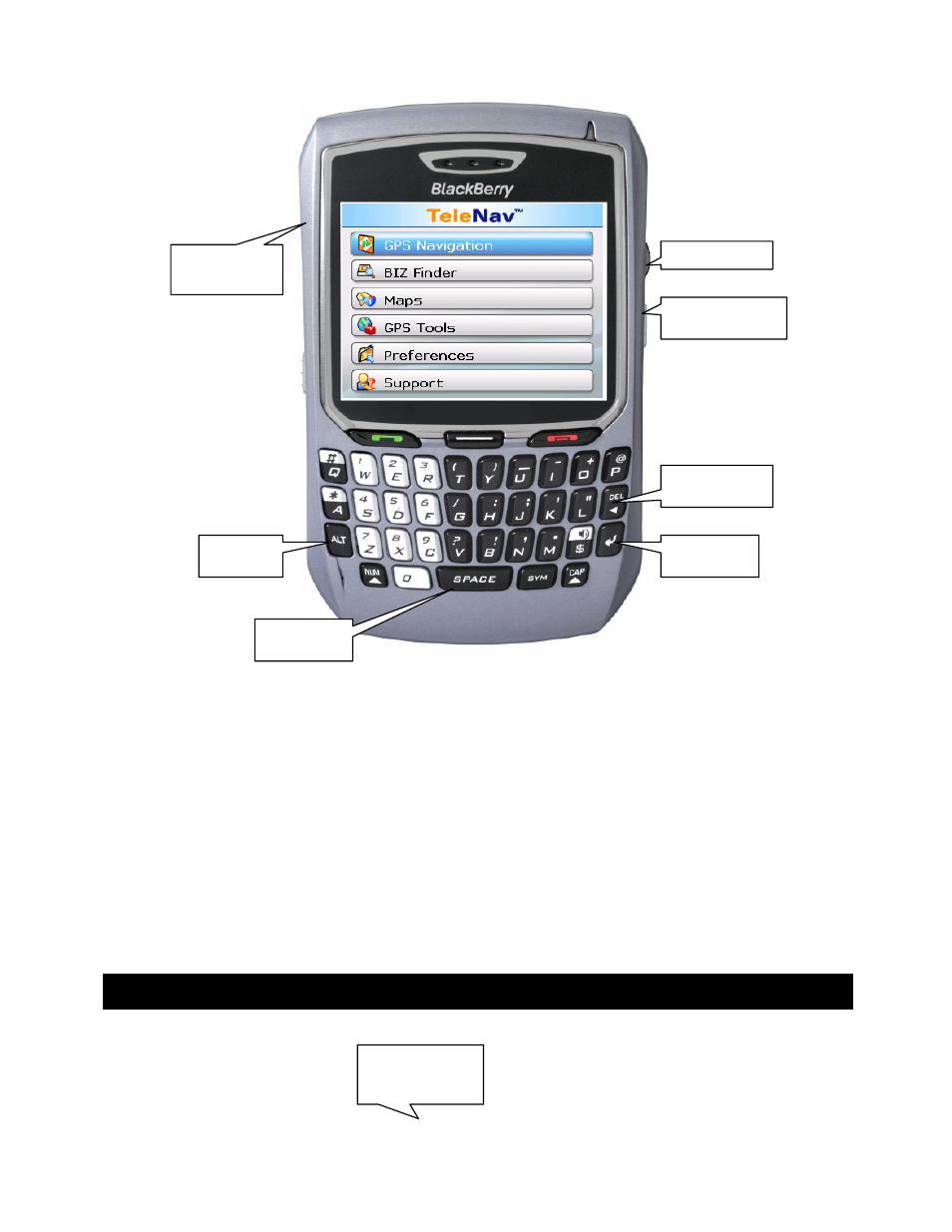 The blackberry 7130 controls | Telenav for Sprint Supported Devices: v4.7 for BlackBerry 7130e, 8730e User Manual | Page 9 / 38